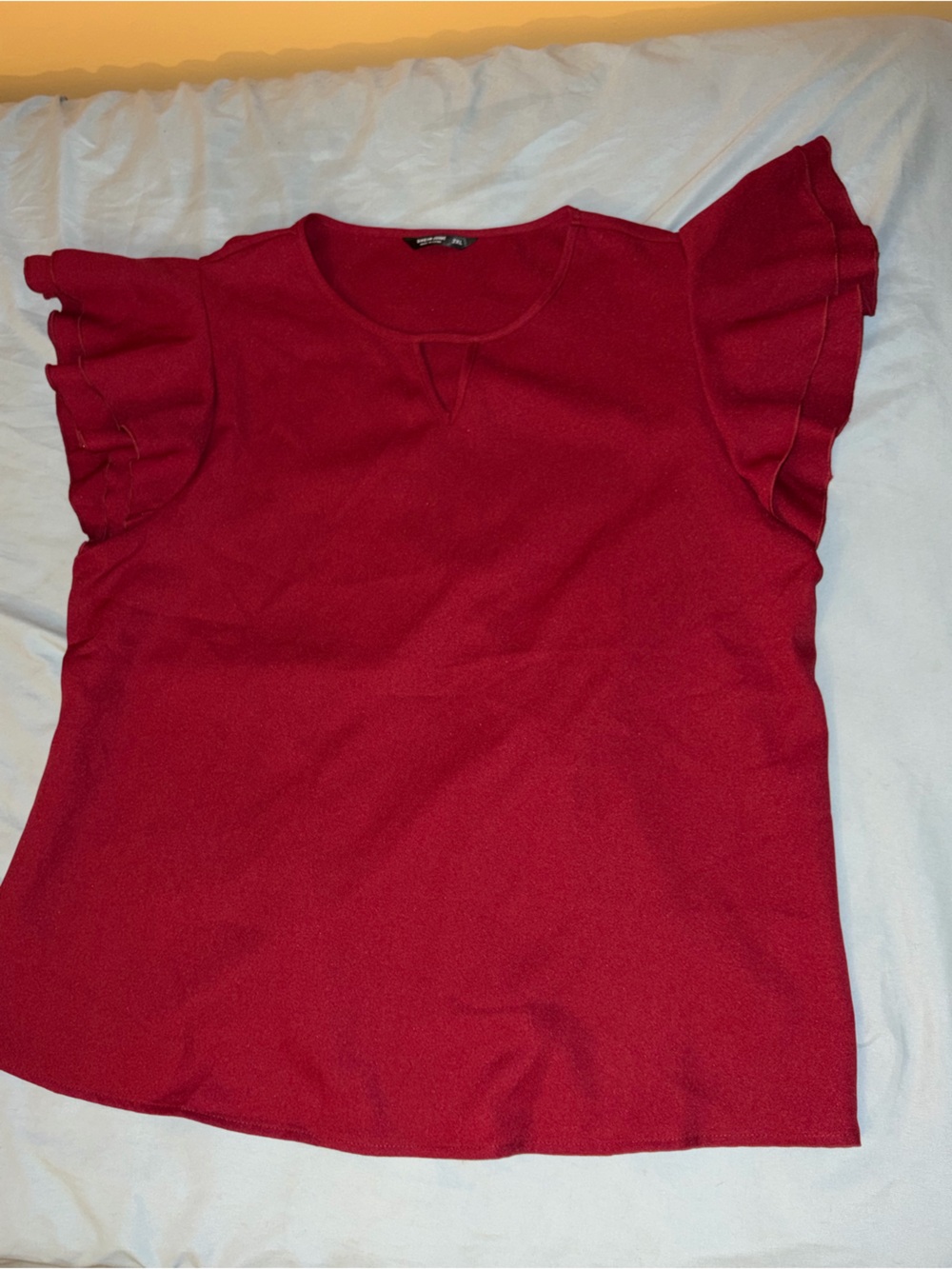 Red Flutter Sleeve Women’s Blouse